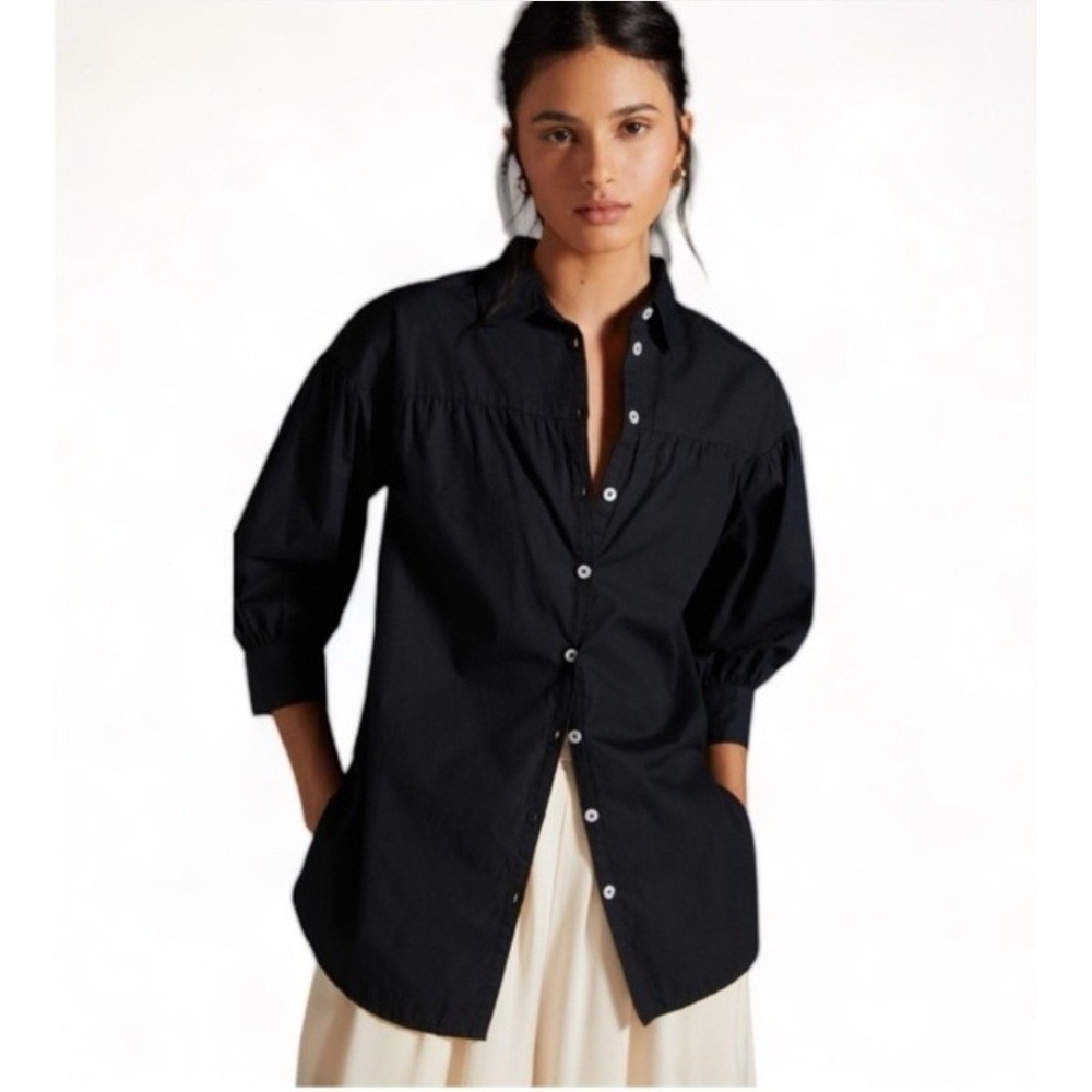 Anthropologie Maeve Puff Sleeve Button Down Top Size XS